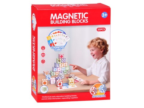 Klocki magnetyczne EDUKACYJNE - nauka liczenia, liter, zegara 35ele ZA6603