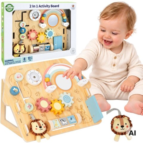 WOOPIE GREEN Tablica Manipulacyjna Edukacyjna Sensoryczna Domek Montessori 2w1 8 el.