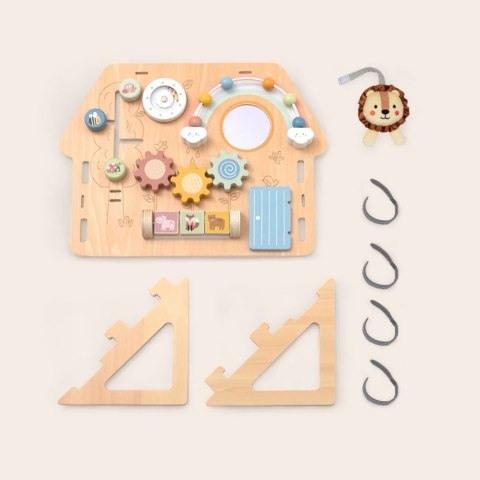 WOOPIE GREEN Tablica Manipulacyjna Edukacyjna Sensoryczna Domek Montessori 2w1 8 el.
