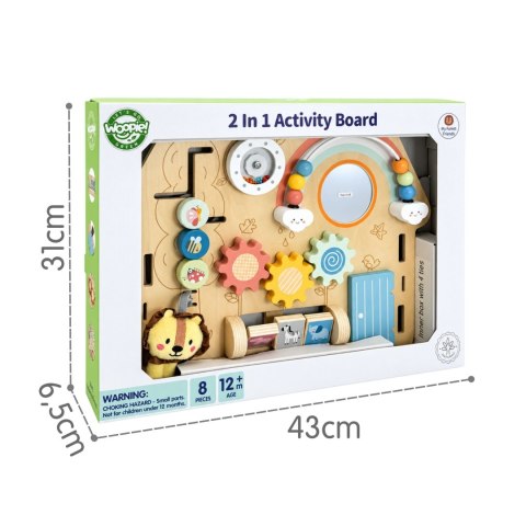 WOOPIE GREEN Tablica Manipulacyjna Edukacyjna Sensoryczna Domek Montessori 2w1 8 el.