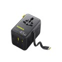 Adapter podróżny Baseus PicoGo AG11 45W 6w1 ze zwijanym kablem USB-C - czarny