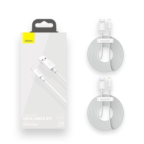 Baseus 2x kabel USB - Lightning szybkie ładowanie 1,5 m biały (TZCALZJ-02)