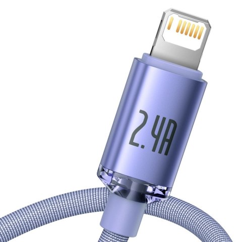 Baseus Crystal Shine Series kabel przewód USB do szybkiego ładowania i transferu danych USB Typ A - Lightning 2,4A 2m fioletowy