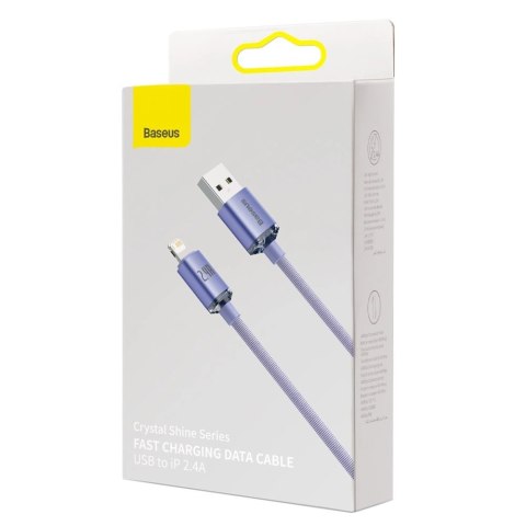Baseus Crystal Shine Series kabel przewód USB do szybkiego ładowania i transferu danych USB Typ A - Lightning 2,4A 2m fioletowy
