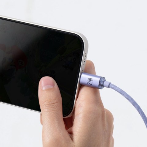 Baseus Crystal Shine Series kabel przewód USB do szybkiego ładowania i transferu danych USB Typ A - Lightning 2,4A 2m fioletowy