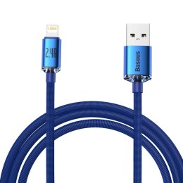 Baseus Crystal Shine Series kabel przewód USB do szybkiego ładowania i transferu danych USB Typ A - Lightning 2,4A 2m niebieski