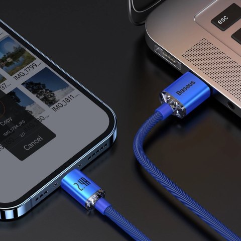 Baseus Crystal Shine Series kabel przewód USB do szybkiego ładowania i transferu danych USB Typ A - Lightning 2,4A 2m niebieski