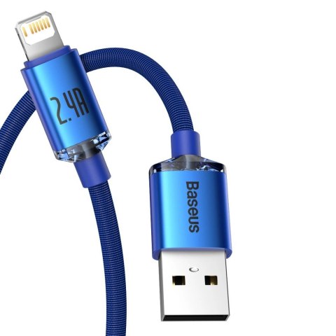 Baseus Crystal Shine Series kabel przewód USB do szybkiego ładowania i transferu danych USB Typ A - Lightning 2,4A 2m niebieski