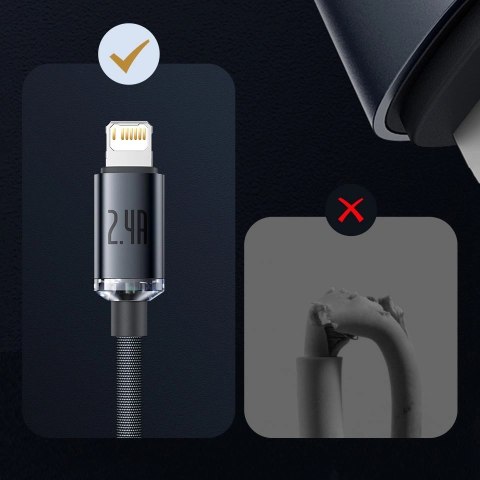 Baseus Crystal Shine Series kabel przewód USB do szybkiego ładowania i transferu danych USB Typ A - Lightning 2,4A 2m niebieski