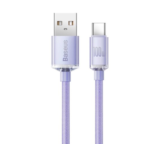 Baseus Crystal Shine Series kabel przewód USB do szybkiego ładowania i transferu danych USB Typ A - USB Typ C 100W 2m fioletowy