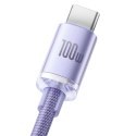 Baseus Crystal Shine Series kabel przewód USB do szybkiego ładowania i transferu danych USB Typ A - USB Typ C 100W 2m fioletowy