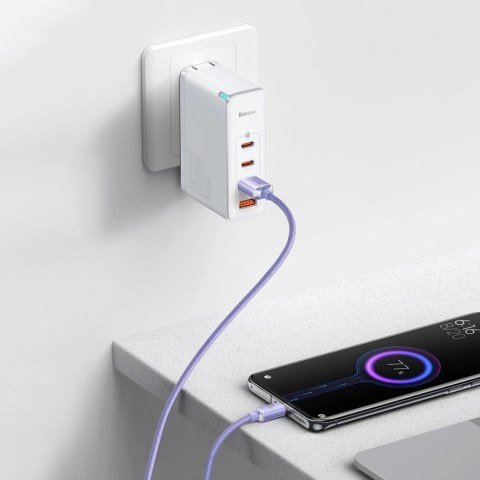 Baseus Crystal Shine Series kabel przewód USB do szybkiego ładowania i transferu danych USB Typ A - USB Typ C 100W 2m fioletowy