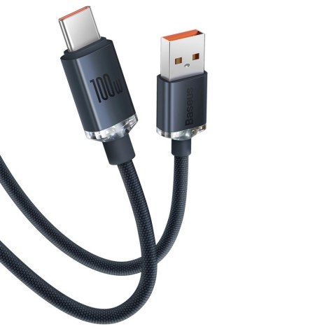 Baseus Crystal Shine Series kabel przewód USB do szybkiego ładowania i transferu danych USB Typ A - USB Typ C 100W 2m fioletowy