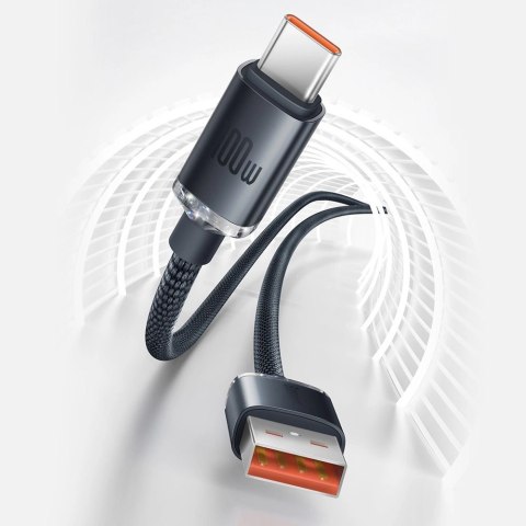 Baseus Crystal Shine Series kabel przewód USB do szybkiego ładowania i transferu danych USB Typ A - USB Typ C 100W 2m fioletowy