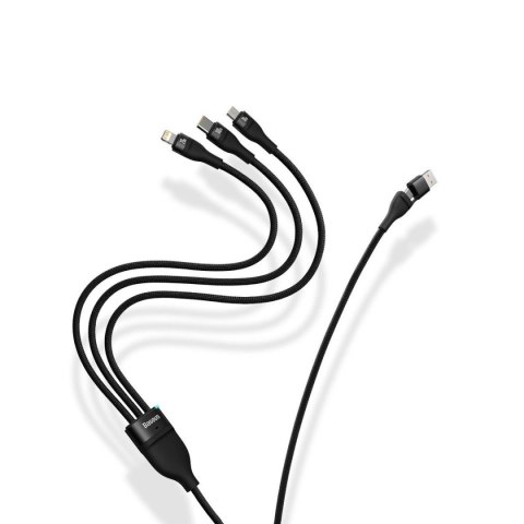 Baseus Flash Series II kabel USB Typ C / USB Typ A - USB Typ C / Lightning / micro USB 100 W 1,2 m czarny (CASS030101)