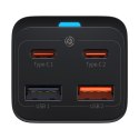 Baseus GaN3 Pro szybka ładowarka sieciowa GaN 2 x USB Typ C / 2 x USB 65W PD, QC4.0+, AFC, PPS + kabel USB Typ C - USB Typ C 1m