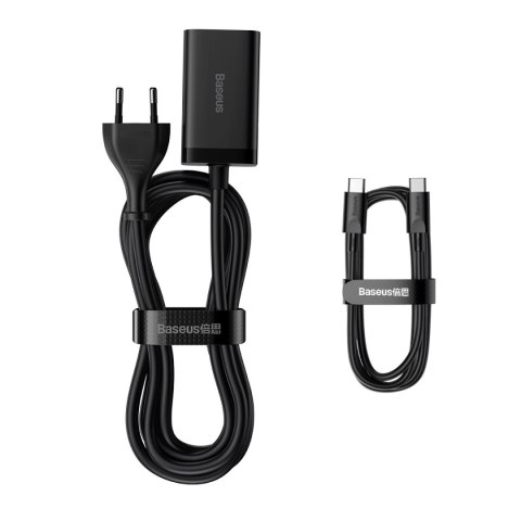 Baseus GaN3 Pro szybka ładowarka sieciowa GaN 2 x USB Typ C / 2 x USB 65W PD, QC4.0+, AFC, PPS + kabel USB Typ C - USB Typ C 1m