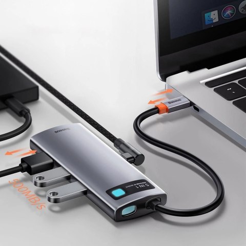Baseus Metal Gleam 5w1 wielofunkcyjny HUB USB Typ C - USB Typ C Power Delivery 100 W / HDMI 4K 30 Hz / 3x USB 3.2 Gen 1 Szary (C