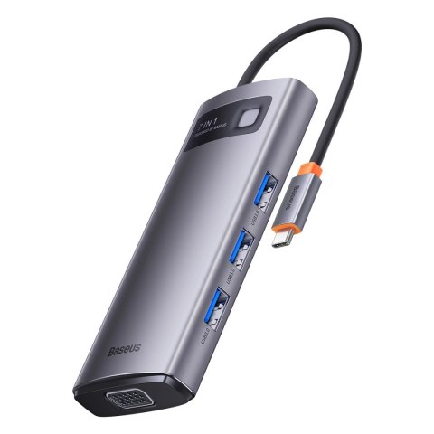 Baseus Metal Gleam Series stacja dokująca HUB 7 w 1 USB Typ C - 1 x HDMI / 1 x VGA / 3 x USB 3.2 Gen. 1 / 1 x Power Delivery / 1