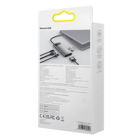 Baseus Metal Gleam Series stacja dokująca HUB 7 w 1 USB Typ C - 1 x HDMI / 1 x VGA / 3 x USB 3.2 Gen. 1 / 1 x Power Delivery / 1
