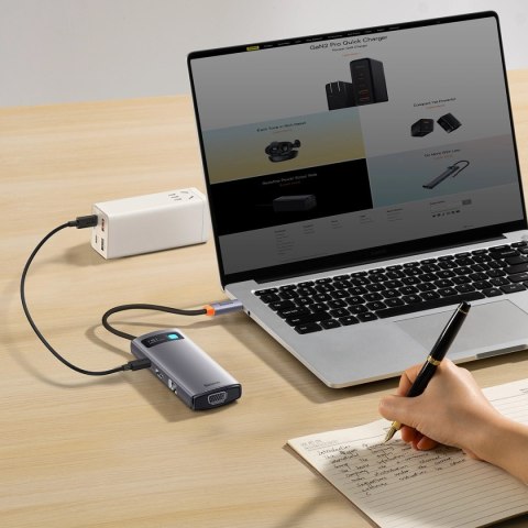 Baseus Metal Gleam Series stacja dokująca HUB 7 w 1 USB Typ C - 1 x HDMI / 1 x VGA / 3 x USB 3.2 Gen. 1 / 1 x Power Delivery / 1