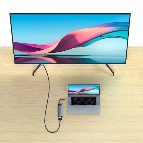 Baseus Metal Gleam Series stacja dokująca HUB 7 w 1 USB Typ C - 1 x HDMI / 1 x VGA / 3 x USB 3.2 Gen. 1 / 1 x Power Delivery / 1