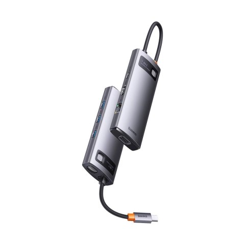 Baseus Metal Gleam Series stacja dokująca HUB 7 w 1 USB Typ C - 1 x HDMI / 1 x VGA / 3 x USB 3.2 Gen. 1 / 1 x Power Delivery / 1