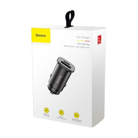 Baseus Square PPS inteligentna ładowarka samochodowa z portami USB Quick Charge 4.0 QC 4.0 i USB-C PD 3.0 SCP czarny (CCALL-AS01