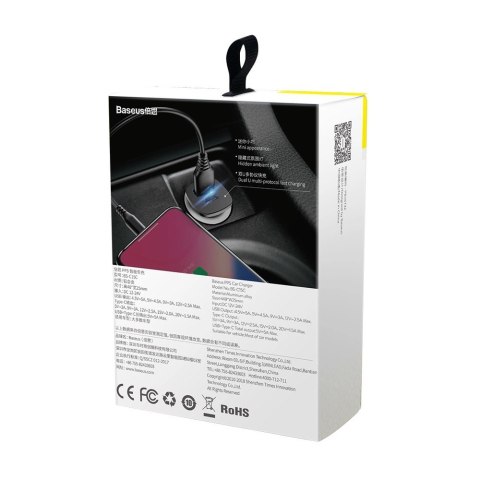 Baseus Square PPS inteligentna ładowarka samochodowa z portami USB Quick Charge 4.0 QC 4.0 i USB-C PD 3.0 SCP czarny (CCALL-AS01