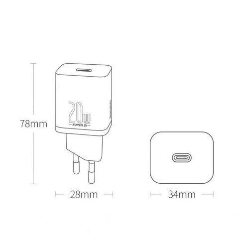 Baseus Super Si 1C szybka ładowarka USB Typ C 20 W Power Delivery czarny (CCSUP-B01)
