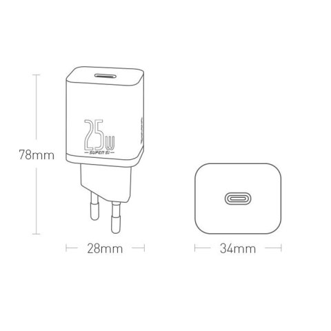 Baseus Super Si 1C szybka ładowarka USB Typ C 25W Power Delivery Quick Charge czarny (CCSP020101)