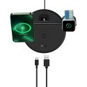 Baseus Swan ładowarka indukcyjna (kompatybilna z MagSafe) stojak do iPhone, Apple Watch, AirPods + kabel USB-C 1m czarny (WXTE00