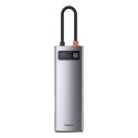 Hub Baseus Metal Gleam 8w1 USB-C - USB-C PD 100W 1x HDMI 4K 30Hz 1x czytnik kart SD i microSD 3x USB-A 3.2 1xRJ45 - szary
