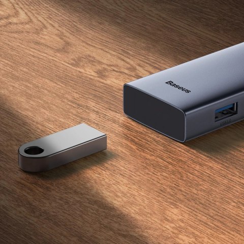 Hub Baseus UltraJoy Series 5w1 USB-C do 1x HDMI4K@30Hz+ 4 x USB-A 3.0 - szary