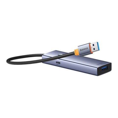 Hub USB-A Baseus UltraJoy Series 4xUSB-A 3.0 1xUSB-C 5V - szary