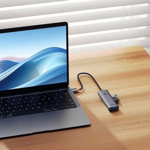 Hub USB-A Baseus UltraJoy Series 4xUSB-A 3.0 1xUSB-C 5V - szary