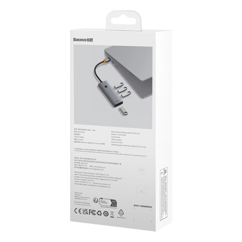 Hub USB-A Baseus UltraJoy Series 4xUSB-A 3.0 1xUSB-C 5V - szary