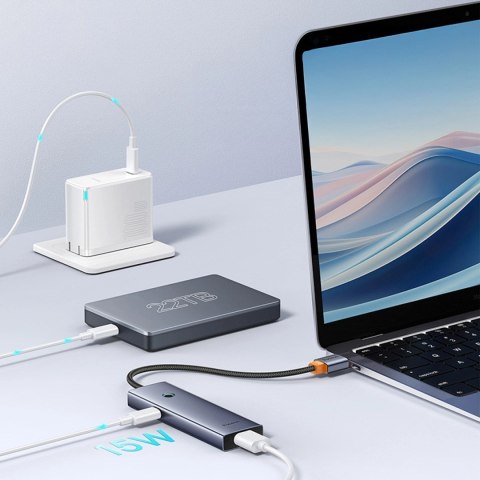 Hub USB-A Baseus UltraJoy Series 4xUSB-A 3.0 1xUSB-C 5V - szary