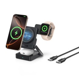 Ładowarka bezprzewodowa Baseus PicoGo AF21 3w1 Qi2.2 35W z kablem USB-C 1m - czarna