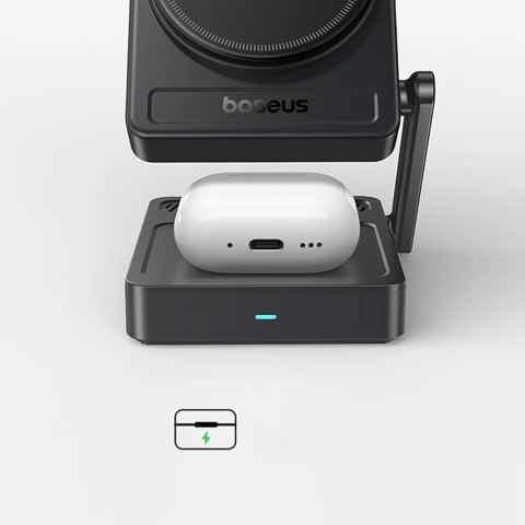 Ładowarka bezprzewodowa Baseus PicoGo AF21 3w1 Qi2.2 35W z kablem USB-C 1m - czarna