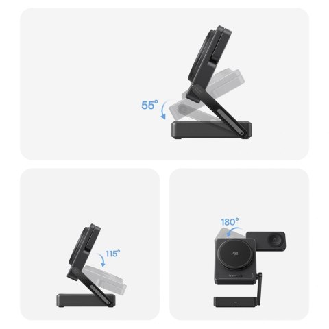 Ładowarka bezprzewodowa Baseus PicoGo AF21 3w1 Qi2.2 35W z kablem USB-C 1m - czarna