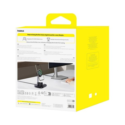 Ładowarka indukcyjna Baseus EnerFill FS41 3w1 z chłodzeniem z wtyczką EU 45W i kablem USB-C do USB-C - czarna