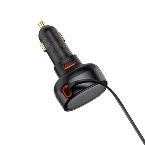 Ładowarka samochodowa Baseus Enjoyment Pro 55W USB-A ze zwijanym kablem Lightning - czarna