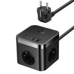 Listwa zasilająca Baseus PowerCombo Cube 30W 3xAC 2xUSB-A 2xUSB-C 1,5m - czarny