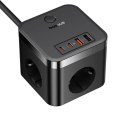 Listwa zasilająca Baseus PowerCombo Cube 30W 3xAC 2xUSB-A 2xUSB-C 1,5m - czarny