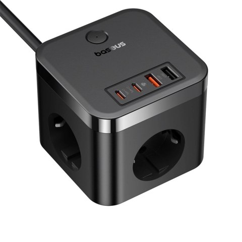 Listwa zasilająca Baseus PowerCombo Cube 30W 3xAC 2xUSB-A 2xUSB-C 1,5m - czarny