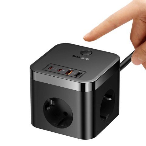 Listwa zasilająca Baseus PowerCombo Cube 30W 3xAC 2xUSB-A 2xUSB-C 1,5m - czarny