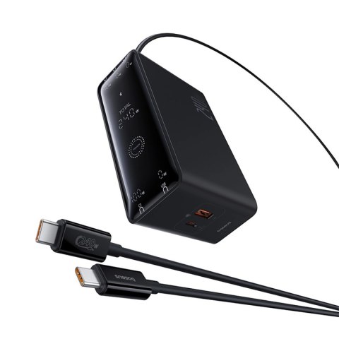Ładowarka sieciowa Baseus Digital GaN 3xUSB-C 1xUSB-A 240W z kablem zasilającym - czarna