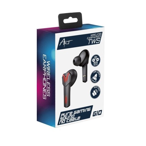 Słuchawki bezprzewodowe douszne Art gamingowe TWS + stacja dokująca ze złączem USB C AP-TW-G10 czarne