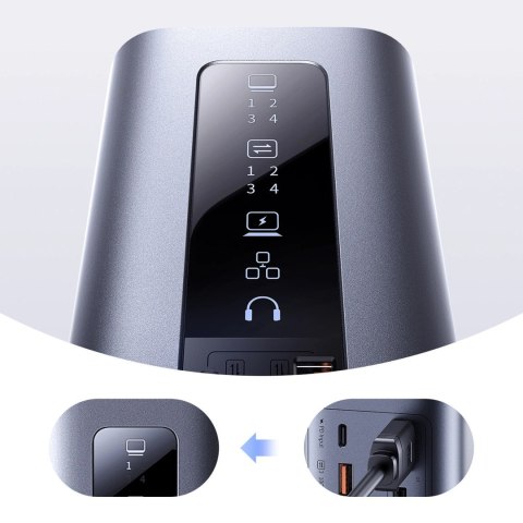 Stacja dokująca Baseus Spacemate RD1 hub 11w1 USB-C - 2xHDMI 4K@60Hz 2xDP 4K@60Hz 2xUSB-A 10Gb/s USB-C 10Gb/s RJ45 USB-A 480Mb/s